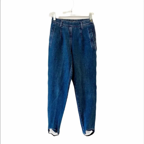 Lizwear Vintage Denim Stirrup‎ Pants 80’s Size 4 Petite - Picture 1 of 8